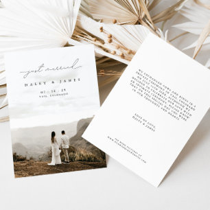 Faire-part Calligraphie moderne Juste Marié Photo Mariage