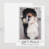 Faire-part Calligraphie moderne Photo cardiaque Juste Marié (Devant / Derrière)