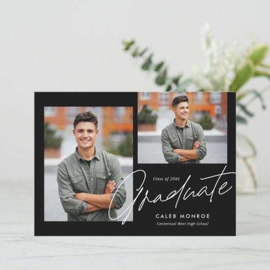 Faire-part Calligraphie moderne Script 3 Diplôme photo (Debout devant)