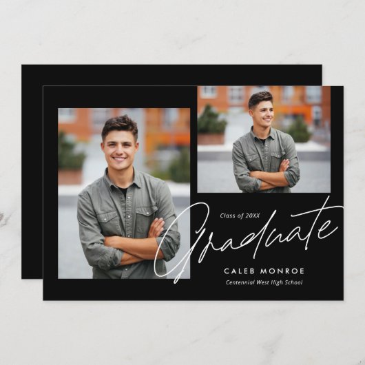 Faire-part Calligraphie moderne Script 3 Diplôme photo (Devant / Derrière)