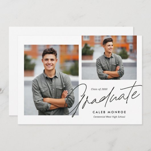 Faire-part Calligraphie moderne Script 3 Diplôme photo (Devant / Derrière)