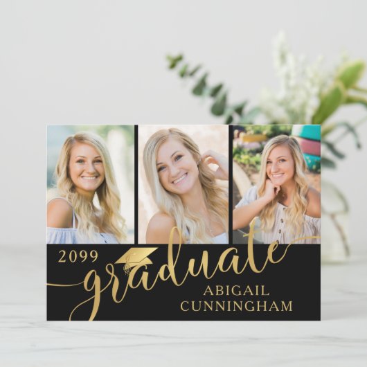 Faire-part Calligraphie moderne Script 4 Diplôme photo (Debout devant)