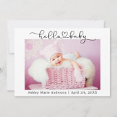 Faire-part Calligraphie moderne Script Coeur Bonjour bébé (Devant)