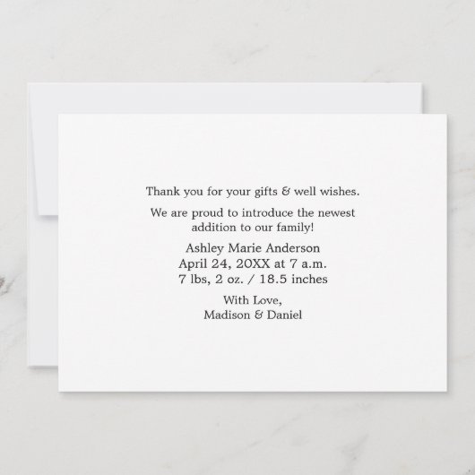 Faire-part Calligraphie moderne Script Coeur Bonjour bébé (Dos)