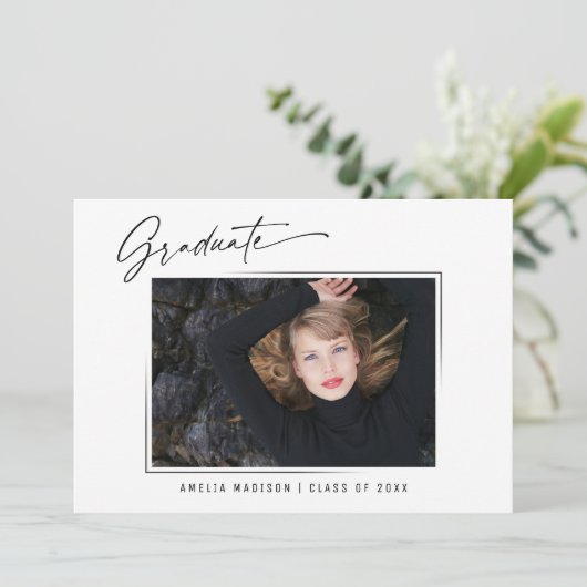 Faire-part Calligraphie moderne - Script d'encre - Photo d'un (Debout devant)