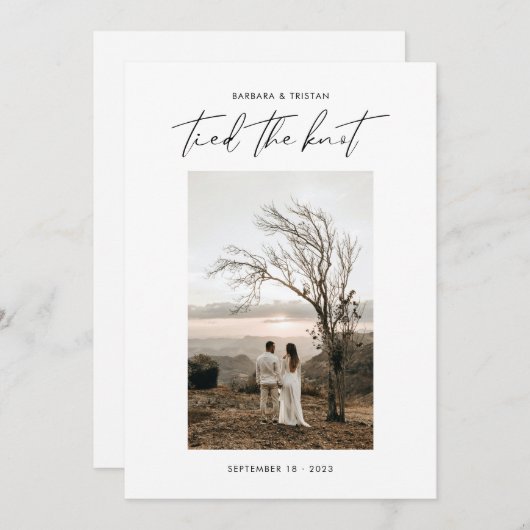 Faire-part Calligraphie moderne Script Elopement photo (Devant / Derrière)