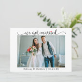 Faire-part Calligraphie Red Heart Nous avons épousé un Mariag (Debout devant)