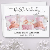 Faire-part Calligraphie Script Heart 3 Photo Hello Baby