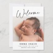 Faire-part Calligraphie simple et élégante Bienvenue naissanc (Devant)