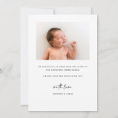 Faire-part Calligraphie simple et élégante Bienvenue naissanc (Dos)