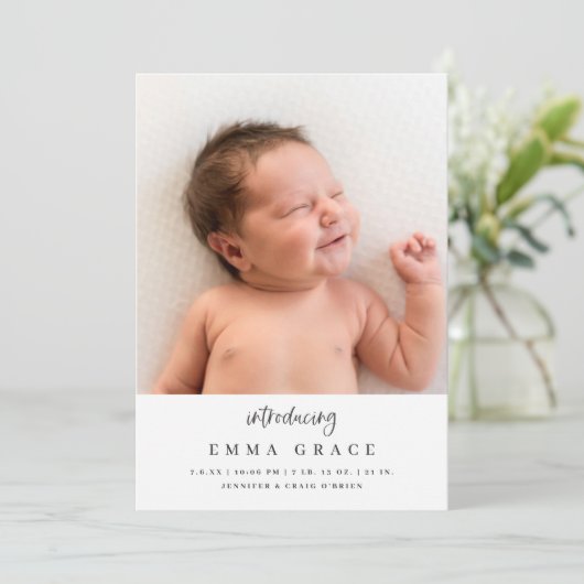 Faire-part Calligraphie simple et élégante Introduction à la  (Debout devant)