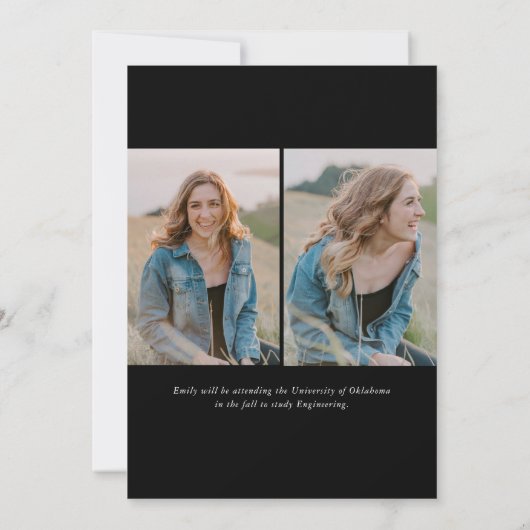 Faire-part Calligraphie simple et tendance Trois diplômes pho (Dos)