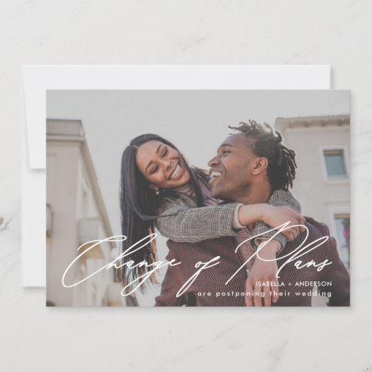 Faire-part Calligraphie simple Mariage photo Changement de pl (Devant)