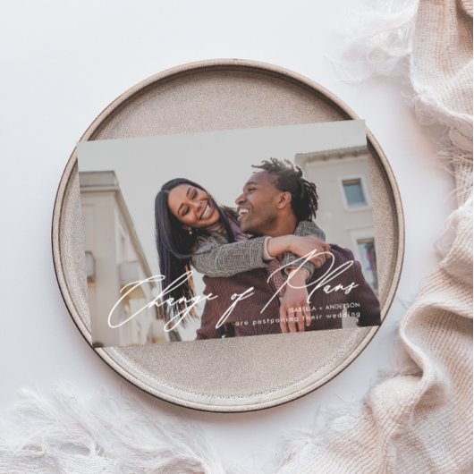 Faire-part Calligraphie simple Mariage photo Changement de pl