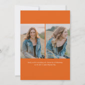 Faire-part Calligraphie simple Trois Photo Orange Graduation (Dos)