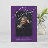 Faire-part Calligraphie simple Trois Photo Purple Graduation (Debout devant)