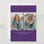 Faire-part Calligraphie simple Trois Photo Purple Graduation (Dos)