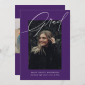 Faire-part Calligraphie simple Trois Photo Purple Graduation (Devant / Derrière)
