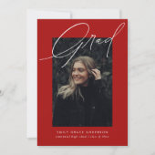 Faire-part Calligraphie simple Trois photo Red Graduation (Devant)
