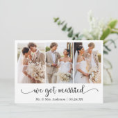 Faire-part Calligraphy 3 Photo Heart We Got Married (Debout devant)