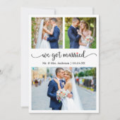 Faire-part Calligraphy 3 Photo Red Heart We Got Married (Devant)