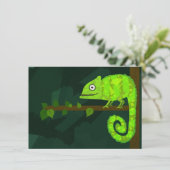 Faire-part Caméléon mignon vert (Debout devant)