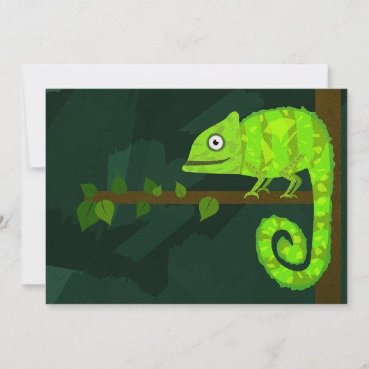 Faire-part Caméléon vert mignon (Devant)