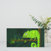 Faire-part Caméléon vert mignon (Debout devant)