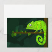 Faire-part Caméléon vert mignon (Devant / Derrière)