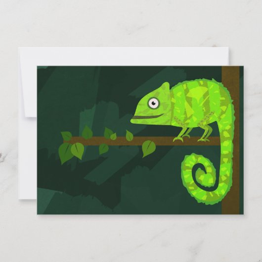 Faire-part Caméléon vert mignon (Devant)