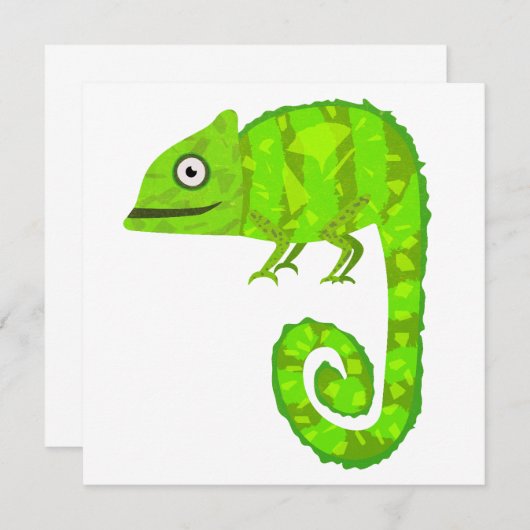 Faire-part Caméléon vert mignon (Devant / Derrière)