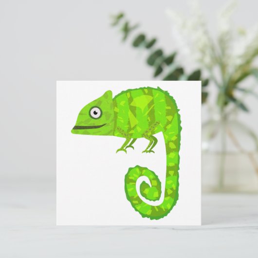 Faire-part Caméléon vert mignon (Debout devant)