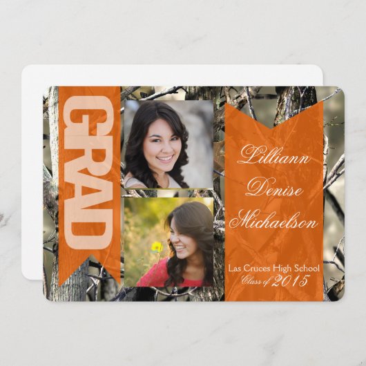 Faire-part Camouflage Camo Camouflage Camouflage 5 x 7 ans Fa (Devant / Derrière)