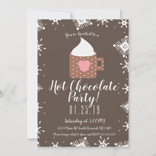 Faire-part Camping Mug Chocolat Chaud Hiver Froid (Devant)