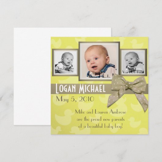 Faire-part Canard Canard Mignon (Devant / Derrière)