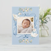 Faire-part Canards bleus Floral Vintage Bébé (Debout devant)