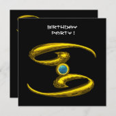 Faire-part CANCER OPALE, aquamarine jaune vif bleu noir (Devant / Derrière)