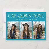 Faire-part Cap. Gown. Done. Multi Photo Aqua Blue Graduation (Devant)