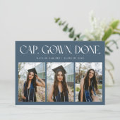 Faire-part Cap. Gown. Done. Multi Photo Navy Blue Graduation (Debout devant)