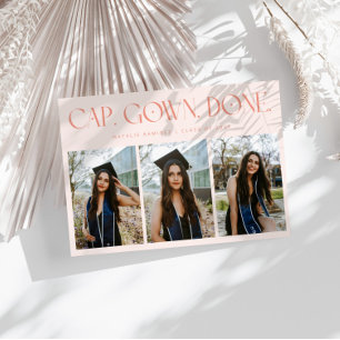 Faire-part Cap. Robe. Terminé. Multi Photo Dégraduation Rose