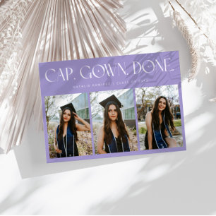 Faire-part Cap. Robe. Terminé. Multi Photo Graduation Lilac