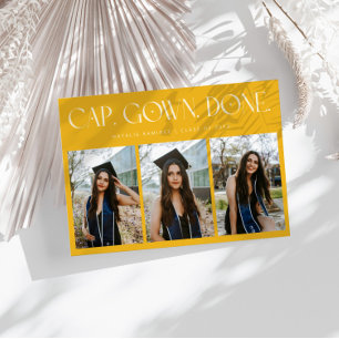 Faire-part Cap. Robe. Terminé. Multi Photo Jaune Diplômé