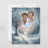 Faire-part Capturer Art Hiver Scène & Cristaux de neige et de (Devant)