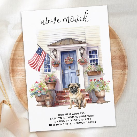 Faire-part Carlin Chien Patriotique Personnalisé Animaux de C