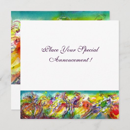 Faire-part CARNAVAL ITALIEN Masquerade bal, danse et musique (Devant / Derrière)