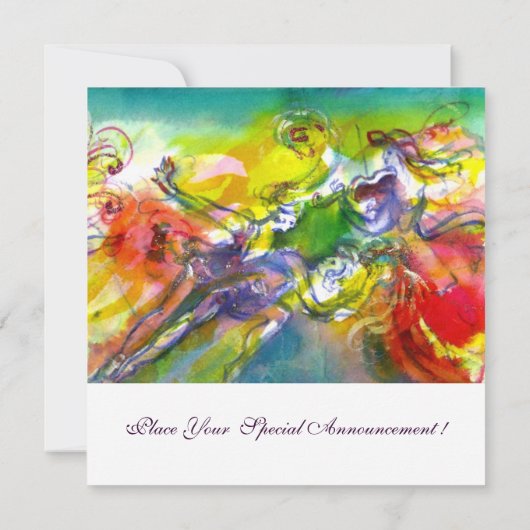 Faire-part CARNAVAL ITALIEN Masquerade bal, danse et musique (Dos)