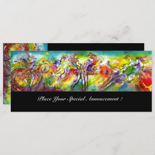 Faire-part CARNAVAL ITALIEN Masquerade bal, danse et musique (Devant / Derrière)