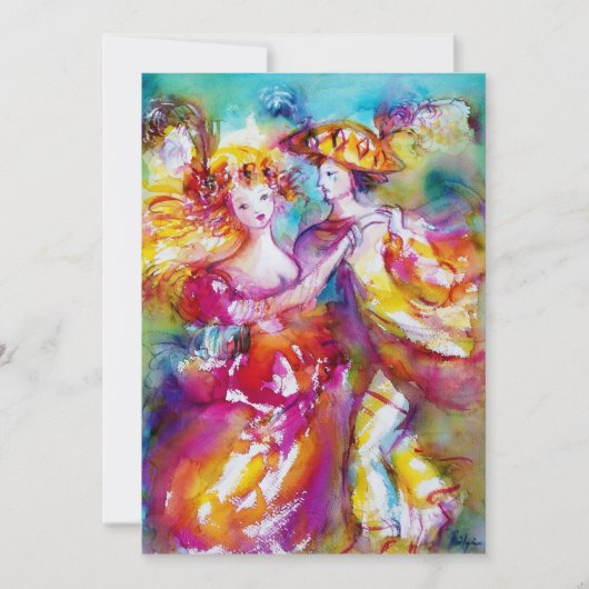 Faire-part CARNIVAL DANCE 2, bleu rose vif (Devant)