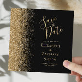 Faire-part Carré Black Gold Parties scintillant Enregistrer l