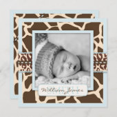 Faire-part Carré d'annonce Safari Boy (Devant / Derrière)